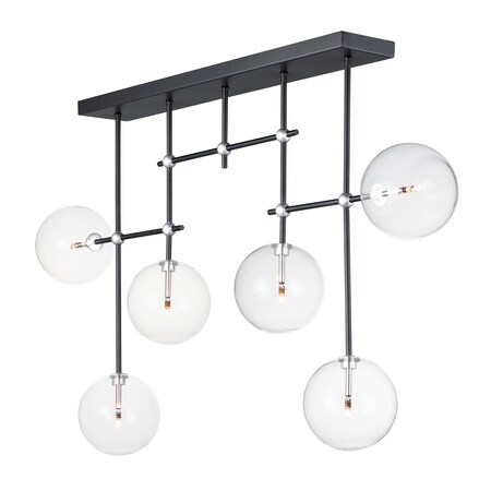 Et2 Global 6-Light 6" Wide Black / Satin Nickel Pendant Light E25078-18BKSN